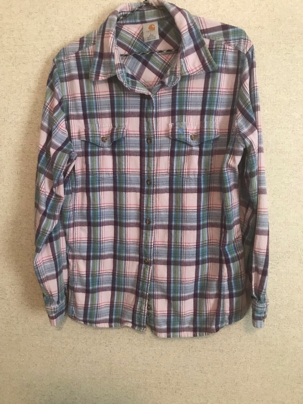 Carhartt Womens Flannel Plaid Button-Down Shirt Size L